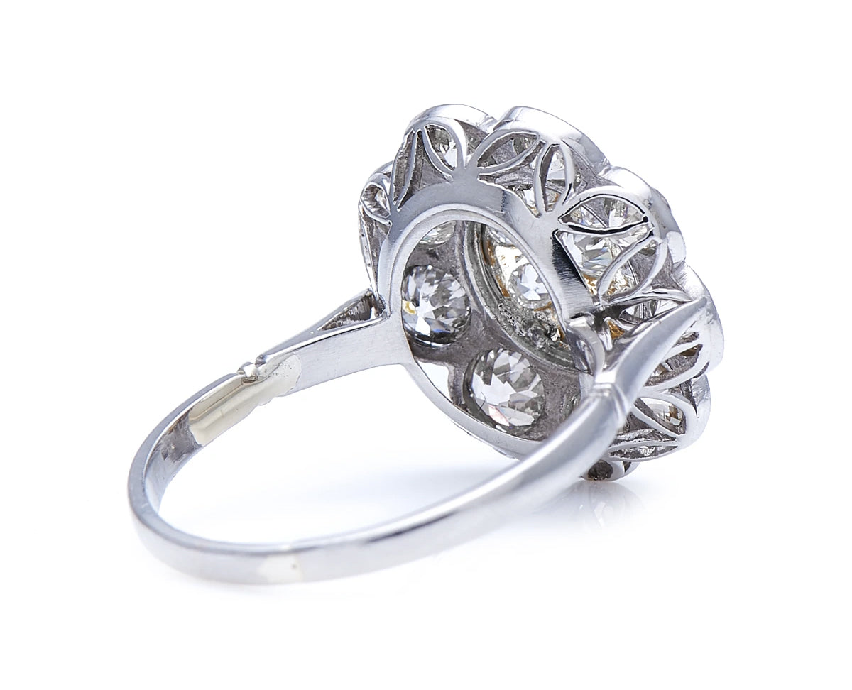 Art Deco, 18ct White Gold, Floral Diamond Cluster Ring
