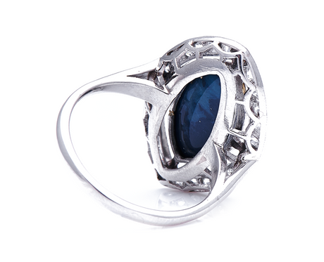 Vintage, 18ct White Gold, Natural Black Opal and Diamond Ring | Antique Rings | Antique Ring Boutique | Vintage Engagement Rings 