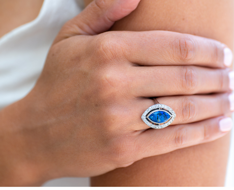 Vintage, 18ct White Gold, Natural Black Opal and Diamond Ring | Antique Rings | Antique Ring Boutique | Vintage Engagement Rings 