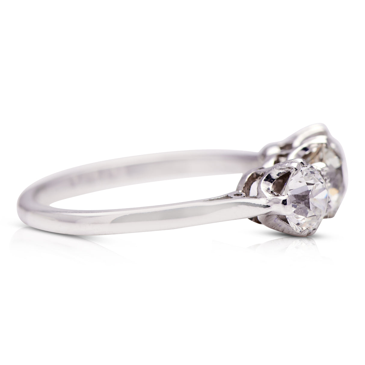 Antique, Art Deco, Platinum, Diamond Three Stone Ring