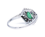 Antique, Art Deco, platinum, 18ct white gold, emerald and diamond cluster ring
