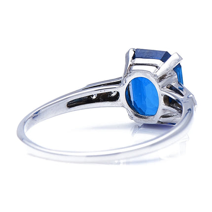 Art Deco, Platinum, Burmese Sapphire and Diamond Ring
