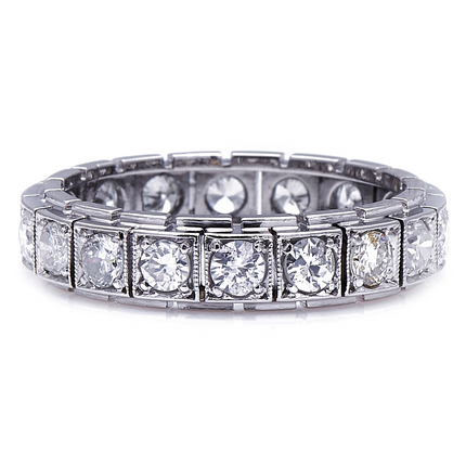 Antique, Art Deco, Platinum, Diamond Eternity Ring