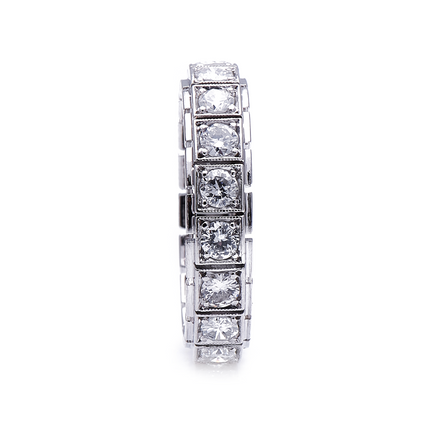 Antique, Art Deco, Platinum, Diamond Eternity Ring