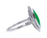 Antique, Art Deco, platinum, natural jade and diamond cluster ring