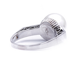 Art Deco, Platinum, South Sea Pearl and Diamond Cluster Ring