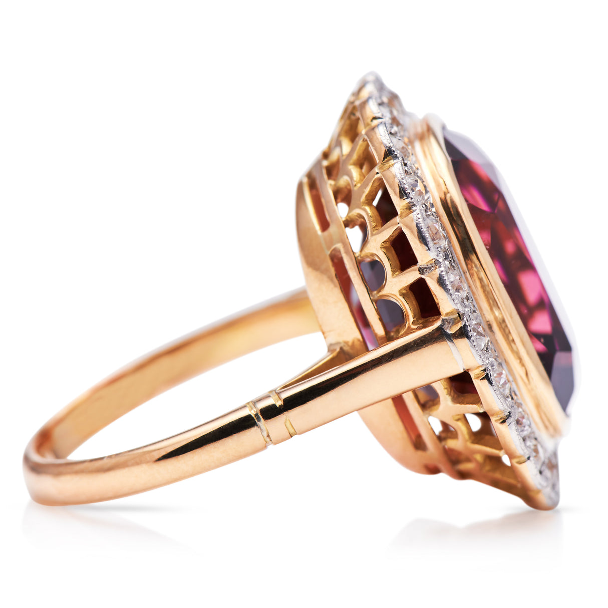 Edwardian, 18ct Gold, Rubellite Tourmaline and Diamond Ring