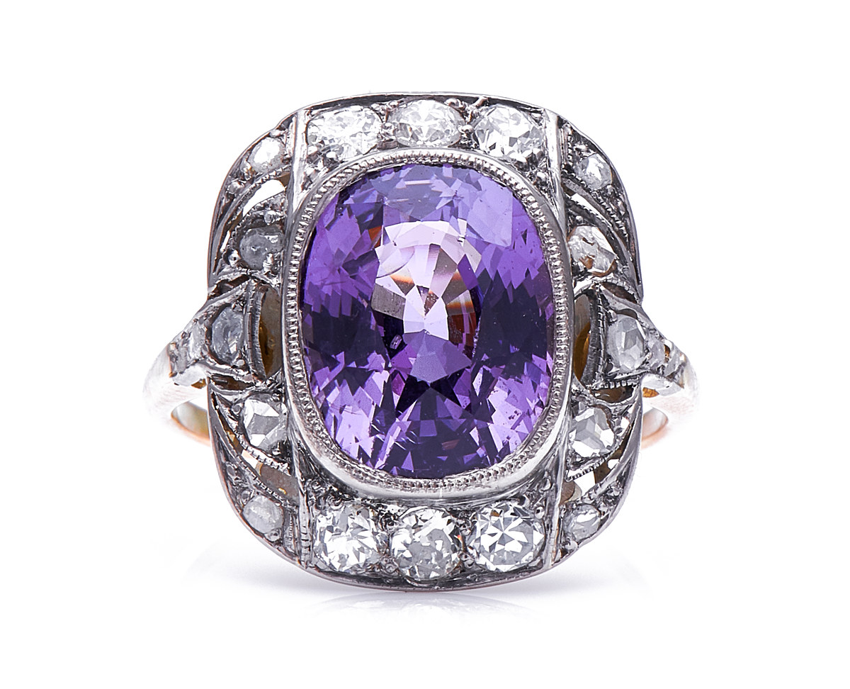 Belle-Époque-Spinel-Diamond-Ring-Cluster-18-Carat-Gold-Vintage-Antique