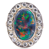 Black-Opal-Platinum-Gold-Diamonds-Cluster-Oval-Art-Deco-1920s-Extravagant-Jewellery-Vintage