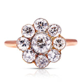 Diamond-Daisy-Cluster-Ring-Antique-Edwardian-18ct-Gold-Jewlery-Vintage-Flower-Motif-Feminine
