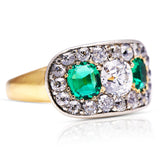 Antique | Victorian, 18ct gold, emerald & diamond ring