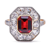 Art Deco, 18ct Gold, Platinum, Hessonite Garnet and Diamond Ring