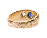 Victorian, 14ct Gold, Sapphire and Diamond Gypsy Ring  |Antique Ring Boutique | Sustainable Antique Rings | Rare Antique Rings | Bespoke Untreated Vintage Antique Rings | An Antique Jewellery Company 