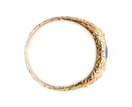 Victorian, 14ct Gold, Sapphire and Diamond Gypsy Ring  |Antique Ring Boutique | Sustainable Antique Rings | Rare Antique Rings | Bespoke Untreated Vintage Antique Rings | An Antique Jewellery Company 