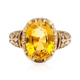 Imperial topaz single stone ring, front view.