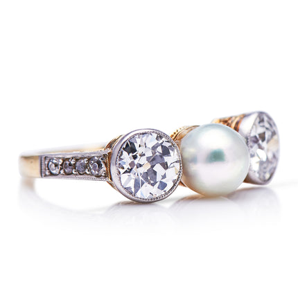Antique Engagement Rings | Antique Ring Boutique | Vintage Engagement Rings | Antique Engagement Rings | Antique Jewellery company | Vintage Jewellery Edwardian, 18ct Gold Platinum, Natural Pearl and Diamond Ring