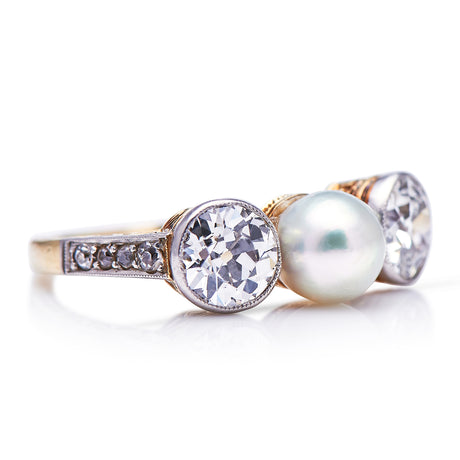 Antique Engagement Rings | Antique Ring Boutique | Vintage Engagement Rings | Antique Engagement Rings | Antique Jewellery company | Vintage Jewellery Edwardian, 18ct Gold Platinum, Natural Pearl and Diamond Ring