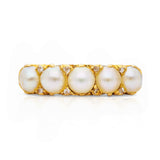 Antique, Edwardian pearl & diamond half hoop ring, 18ct yellow gold