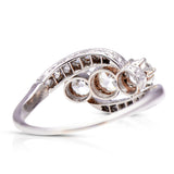 Antique, Edwardian, diamond three stone engagement ring, platinum
