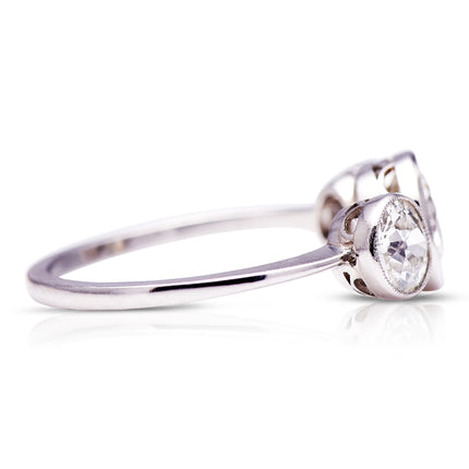 Vintage | Art Deco, Platinum, Large Diamond Three Stone Ring