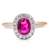 Ruby-Diamond-Shoulders-Cluster-1920s-Engagement-Antique-Ring-18ct-Oval-Cut