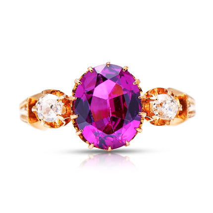 Garnet-Boysenberry-Diamond-Edwardian-Engagement-18ct-Gold-Millegrained-Antique-Ring