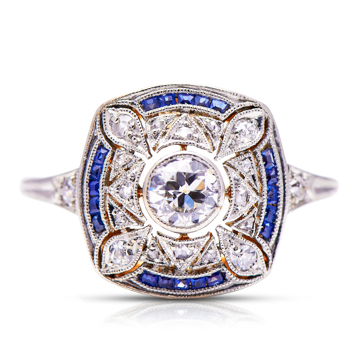 Belle-Époque-Mosaic-Edwardian-Sapphire-Diamond-Antique-18ct-Gold-Ring