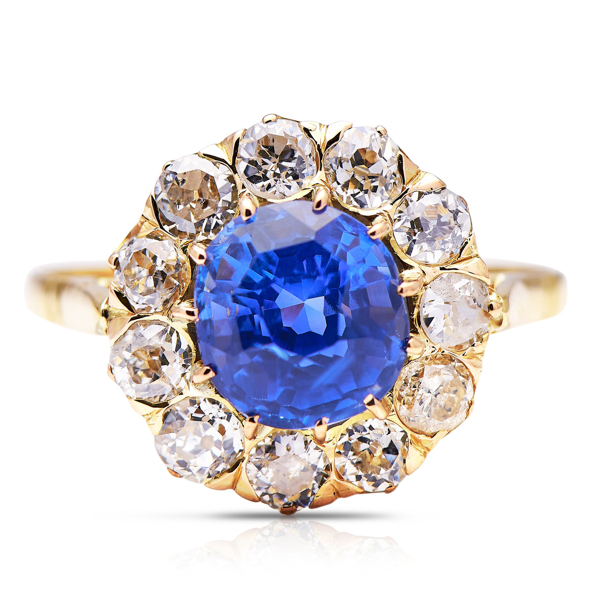 Ceylon-Sapphire-Edwardian-Cluster-Ring-Yellow-Gold-Elegant-Timeless-Antique-Boutique