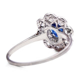 1920s Art Deco Sapphire & Diamond Cluster Engagement Ring, Platinum