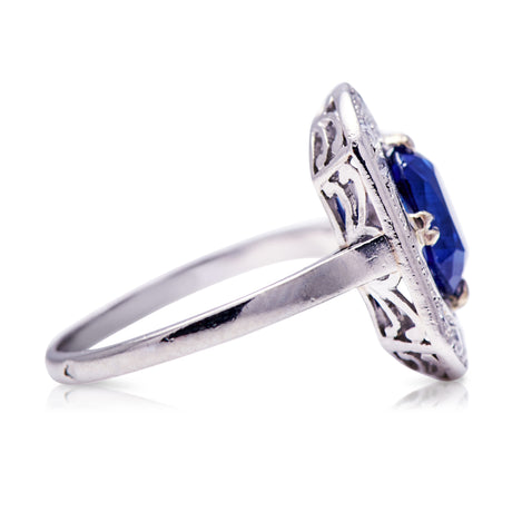 Belle Époque, French, platinum, sapphire and diamond ring