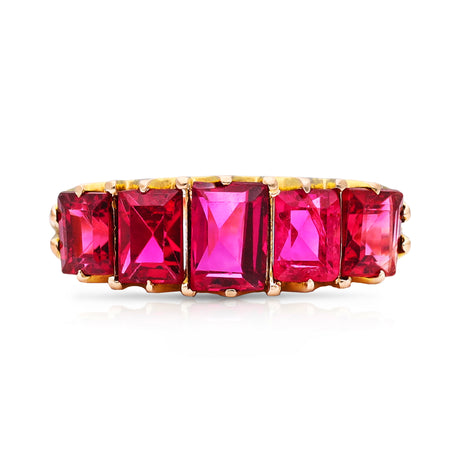 Antique-Spinel-Half-Hoop-Ring-18ct-Yellow-Gold
