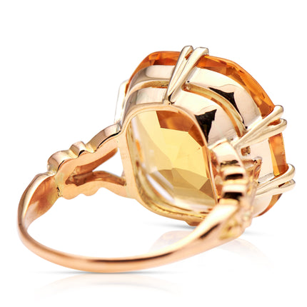 Antique Edwardian Imperial Golden Topaz Ring, 18ct Yellow Gold