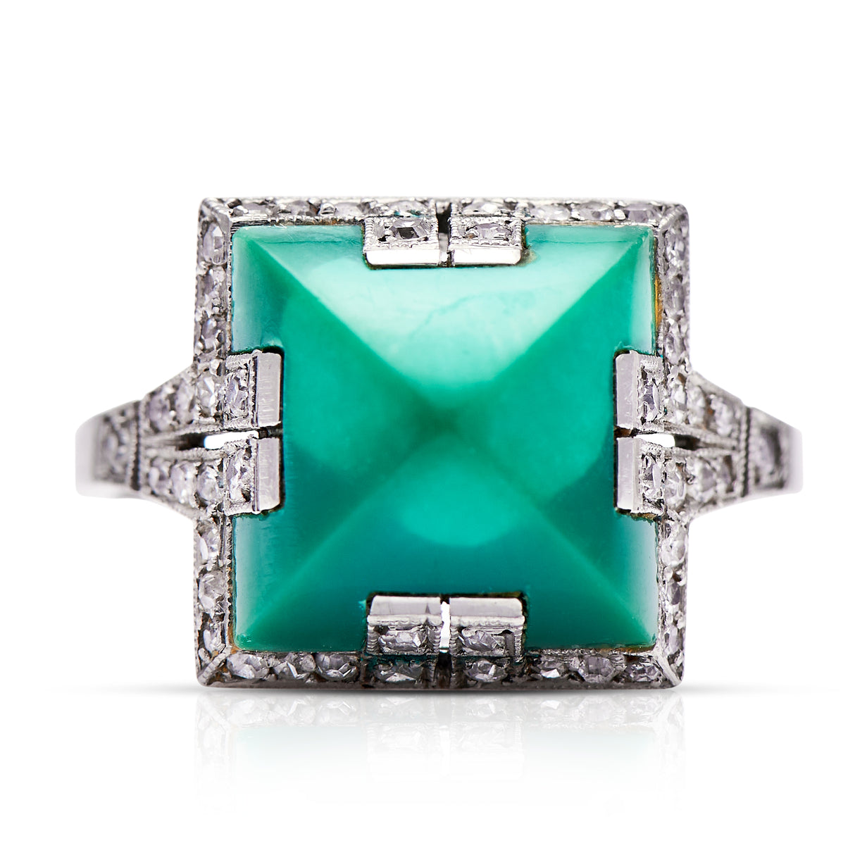 Art-Deco-Platinum-Turquoise-Diamond-Ring-Antique-Vintage