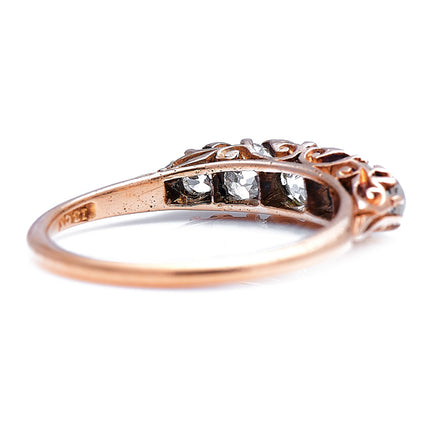 Antique, Victorian, 18ct Gold, Old Cut Diamond Five-Stone Ring