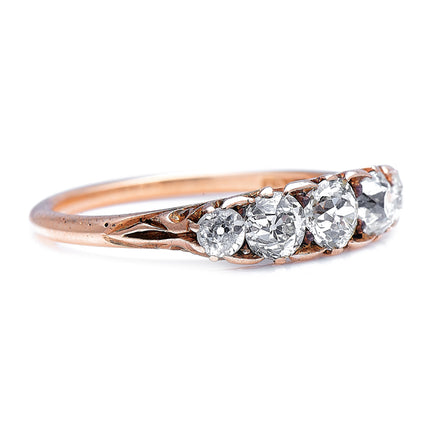 Antique, Victorian, 18ct Gold, Old Cut Diamond Five-Stone Ring