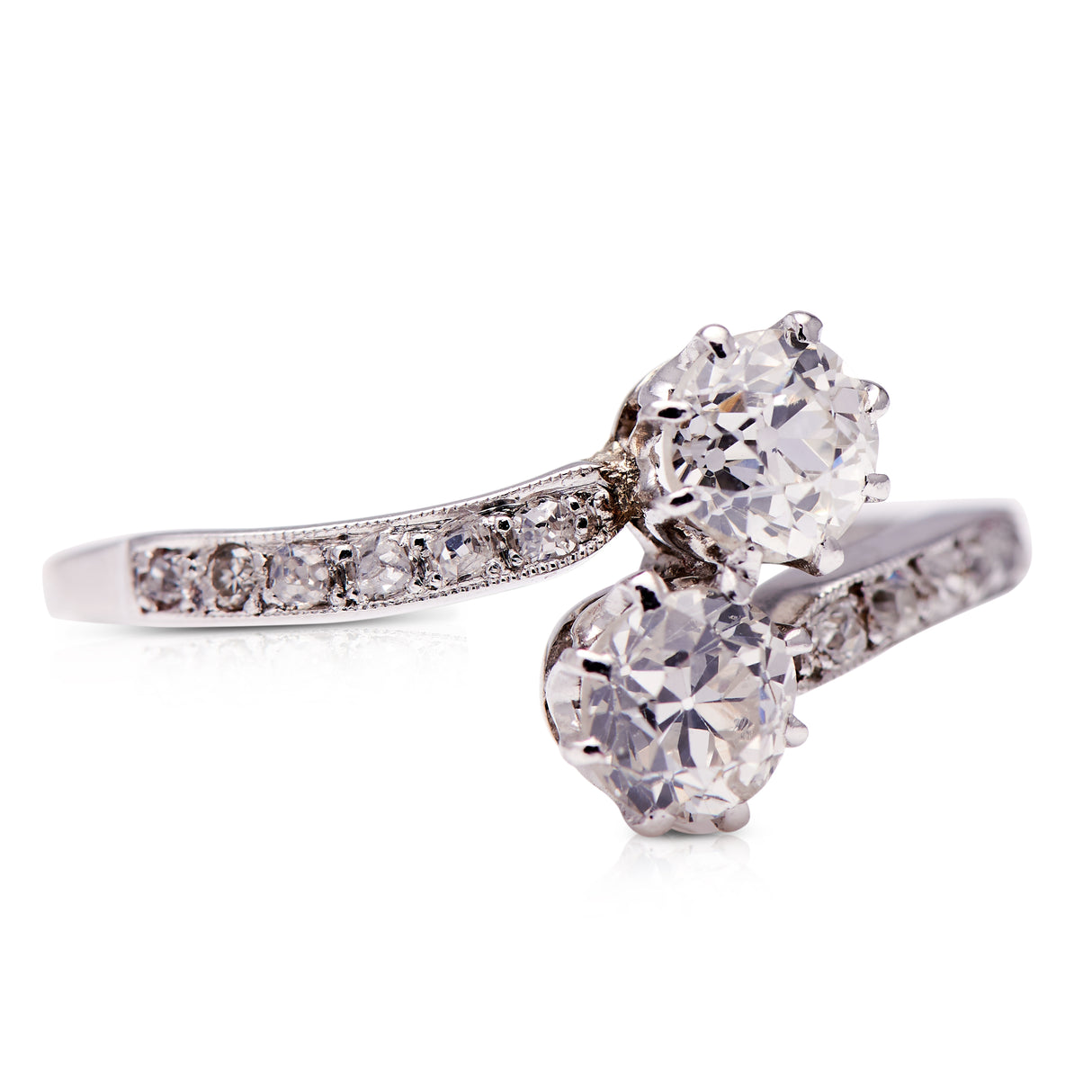 Edwardian Old-Cut Diamond 'Toi et Moi' Engagement Ring, Platinum