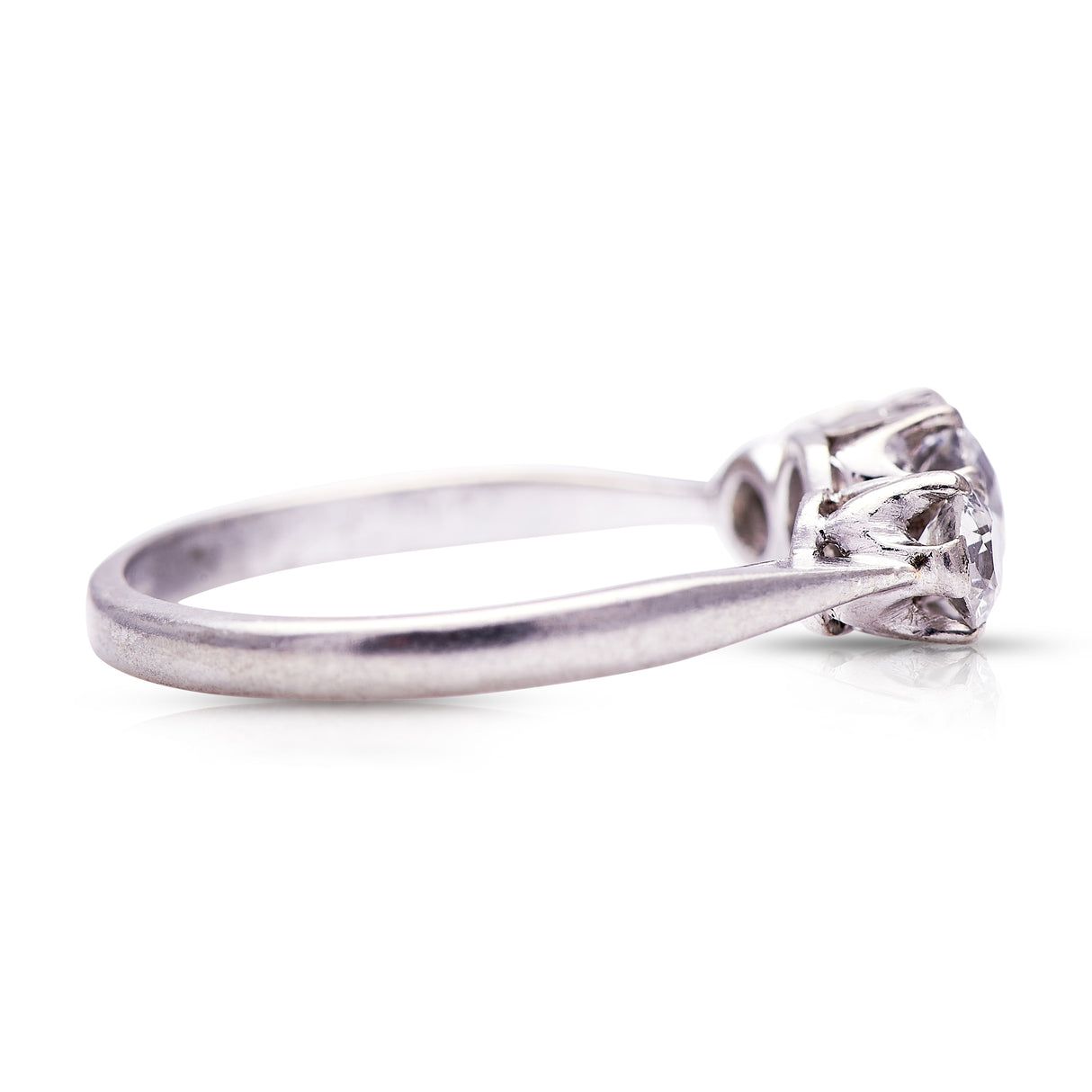Art Deco, Platinum, Diamond Three Stone Ring