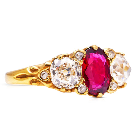 Engagement+Victorian+Ruby+Three+Stone+Ring+Vintage+Jewellery