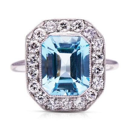 Art-Deco-Platinum-Aquamarine-Diamond-Ring-Antique-Jewellery
