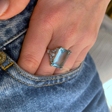 Art Deco | 1920s, platinum, aquamarine & diamond cocktail ring