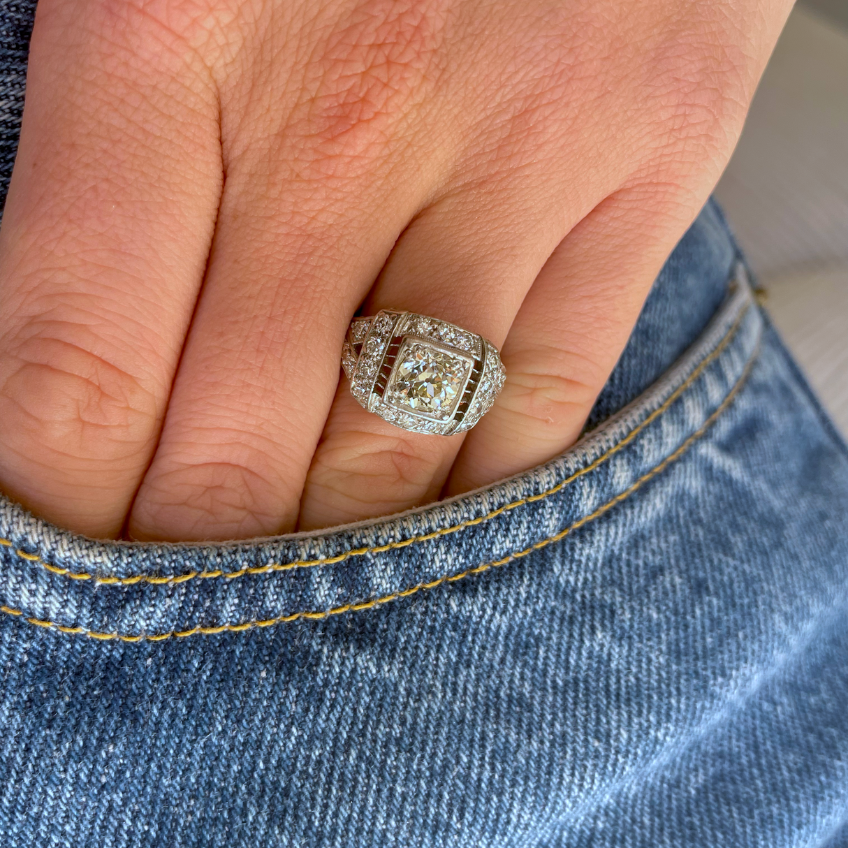 Antique Art Deco Diamond Engagement Ring Antique Ring Boutique
