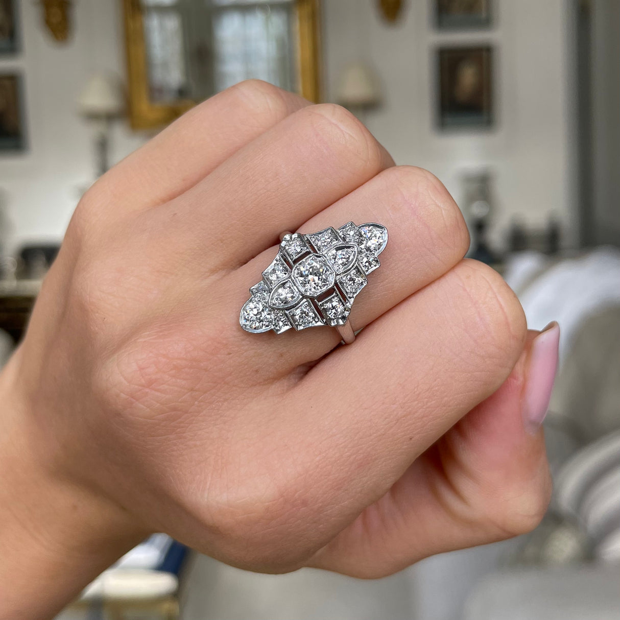 Art deco diamond cluster ring deals