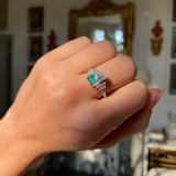 Art Deco, German, Platinum, Emerald and Diamond Ring