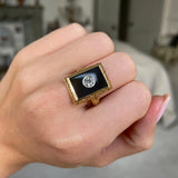 Art Deco, 14ct gold, diamond & onyx ring