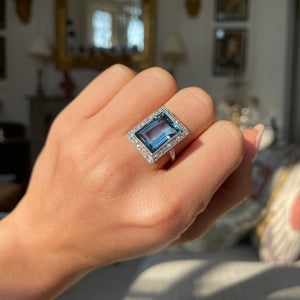 Exceptional Art Deco aquamarine & diamond ring