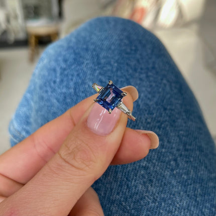 Art Deco, 1930s, Platinum, Sri Lankan Sapphire and Diamond Ring