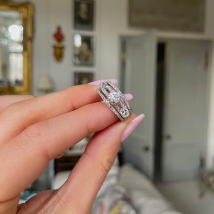 Art Deco, 18ct White Gold, Three-Stone Diamond Ring