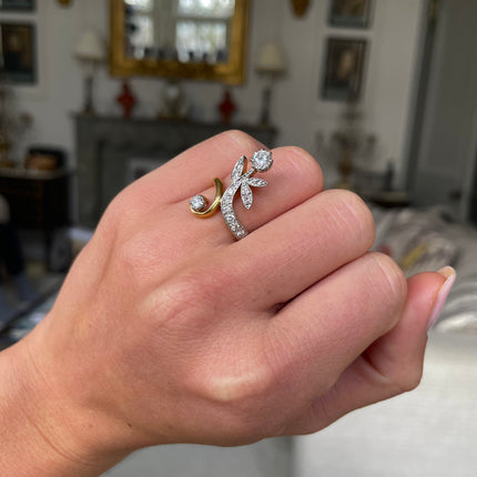 Art Nouveau, French, 18ct Gold, Platinum, Diamond Ring