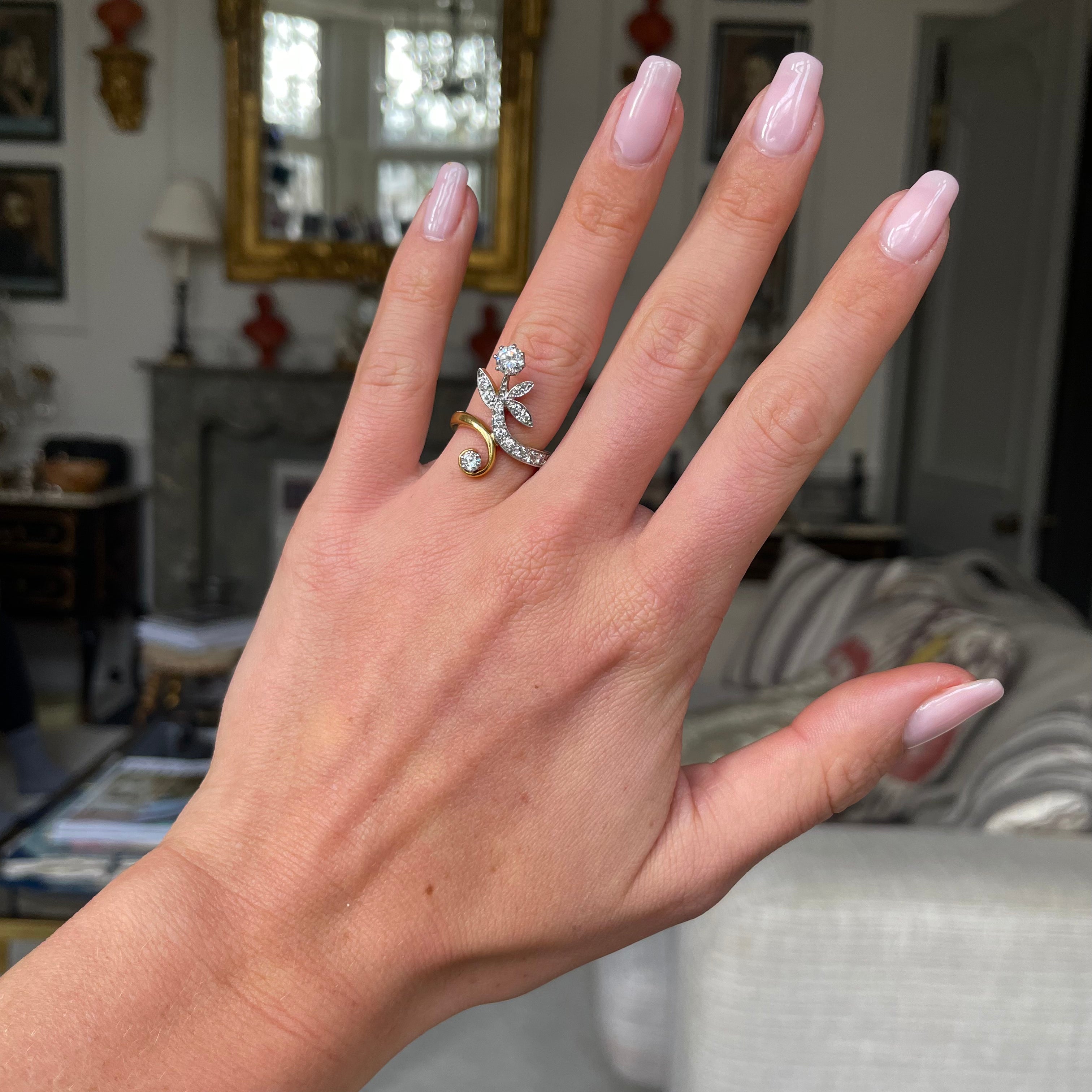 Art Nouveau, French, diamond ring