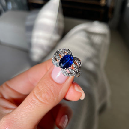 Antique | Art Nouveau Sapphire & Diamond Ring, 18ct Gold